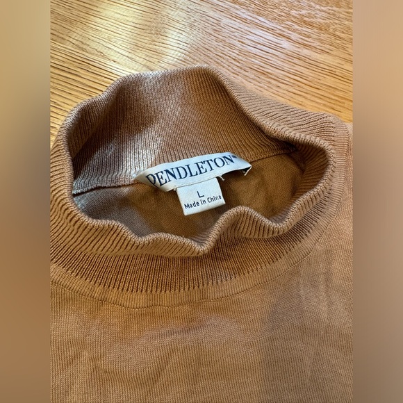 Pendleton Tan Mock Neck Pullover Sweater Silk Blend Women’s Size Large - Picture 5 of 5